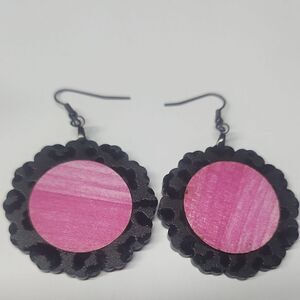 Elegant Pink and Black Earrings